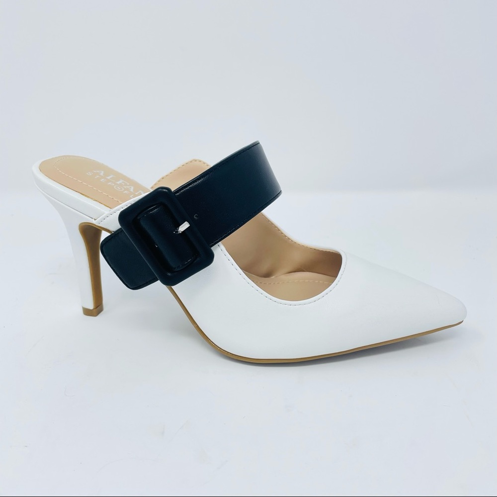 Alfani Sewell Pointed Toe Stiletto SlipOn in White and Black Womans Shoes